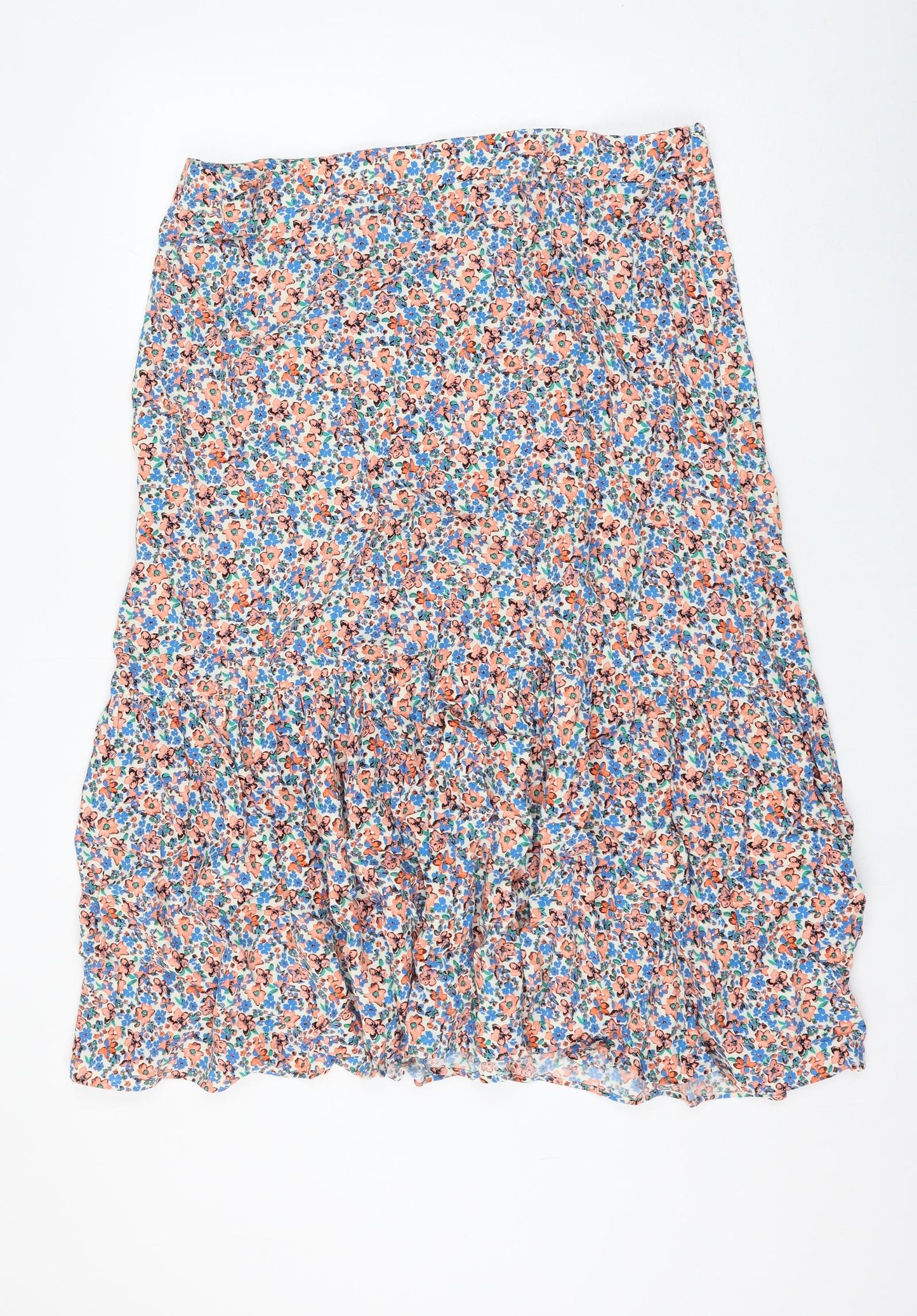 Marks and Spencer Womens Multicoloured Floral Viscose Flare Skirt Size 18 Zip