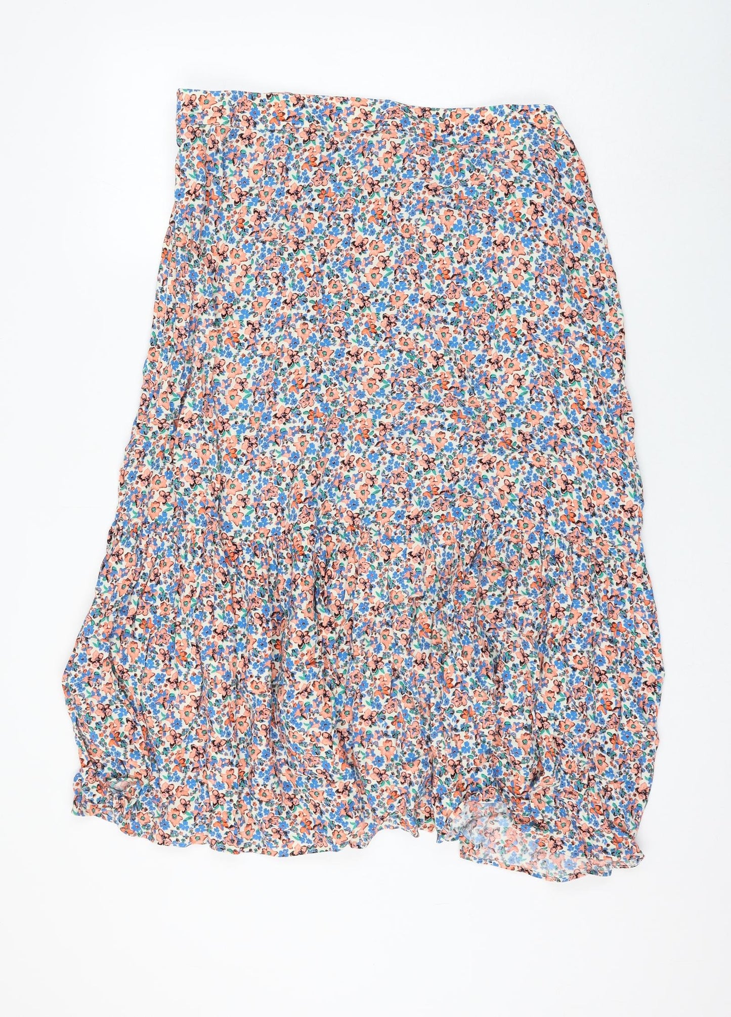 Marks and Spencer Womens Multicoloured Floral Viscose Flare Skirt Size 18 Zip