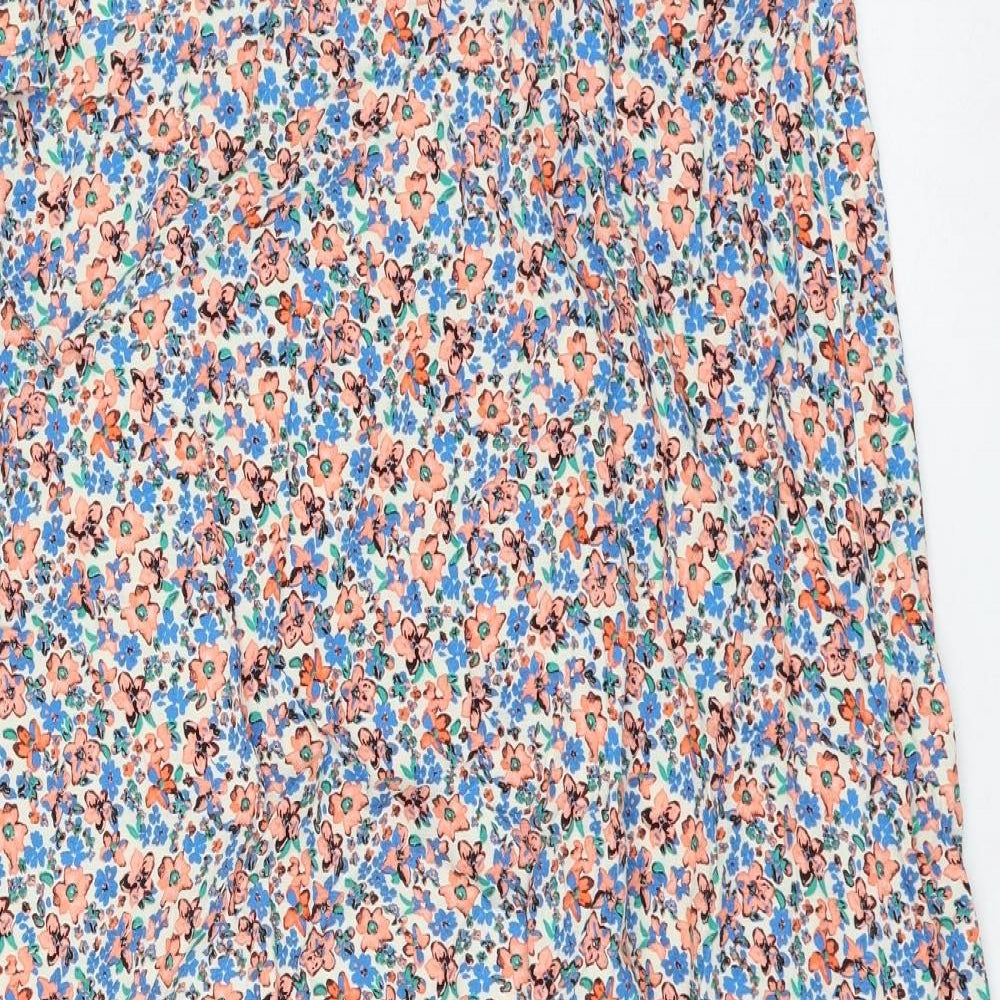 Marks and Spencer Womens Multicoloured Floral Viscose Flare Skirt Size 18 Zip
