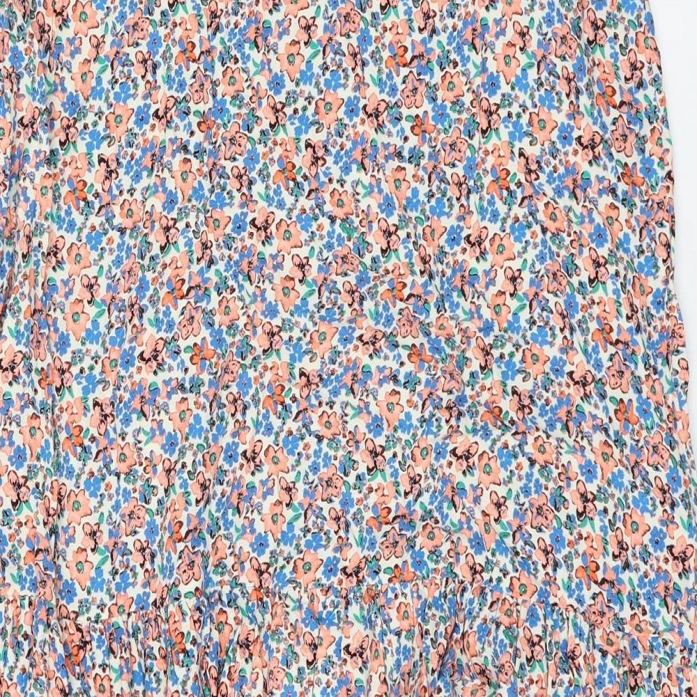 Marks and Spencer Womens Multicoloured Floral Viscose Flare Skirt Size 18 Zip