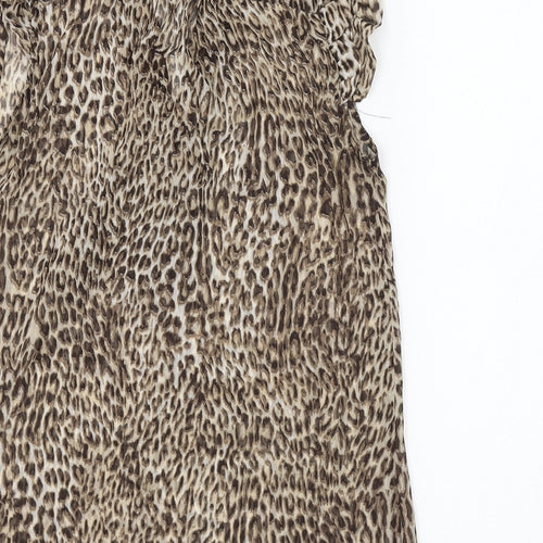 Atmosphere Womens Brown Animal Print Polyester Basic Blouse Size 6 V-Neck