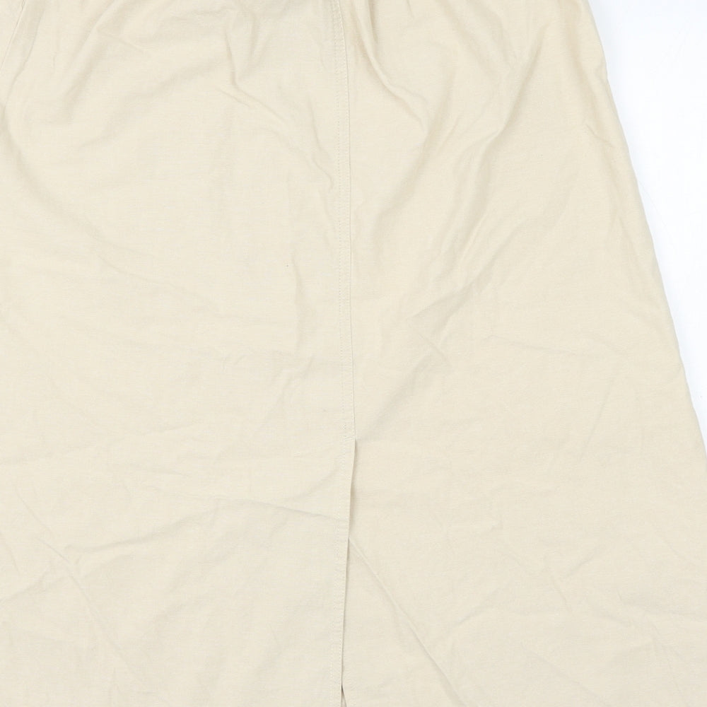 EWM Womens Beige Cotton A-Line Skirt Size 12 Drawstring