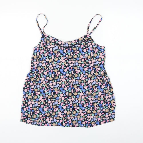 Marks and Spencer Womens Multicoloured Floral Viscose Basic Tank Size 8 V-Neck