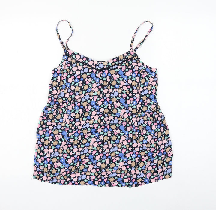 Marks and Spencer Womens Multicoloured Floral Viscose Basic Tank Size 8 V-Neck