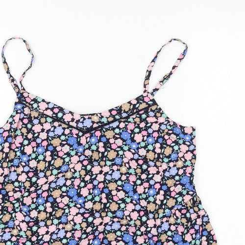 Marks and Spencer Womens Multicoloured Floral Viscose Basic Tank Size 8 V-Neck