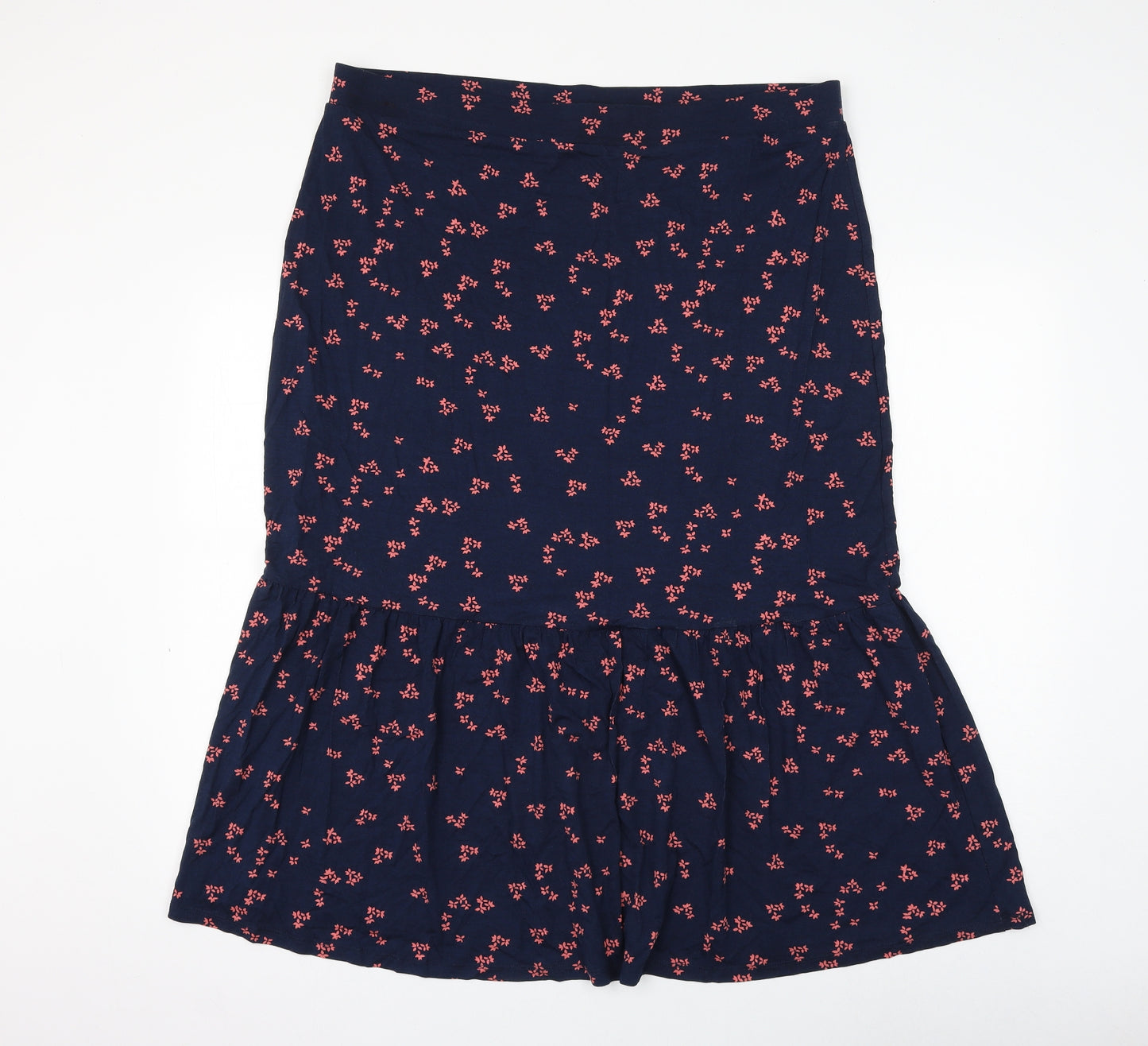 Marks and Spencer Womens Blue Floral Viscose Flare Skirt Size 18