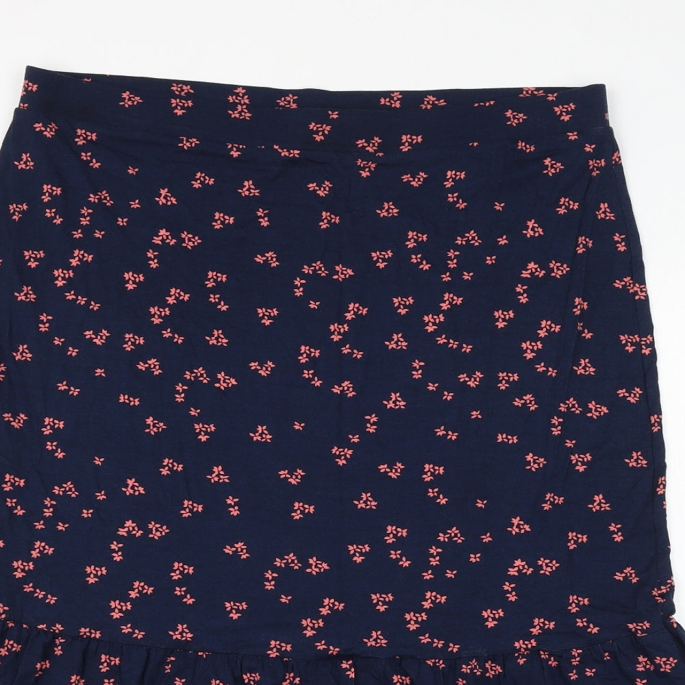 Marks and Spencer Womens Blue Floral Viscose Flare Skirt Size 18