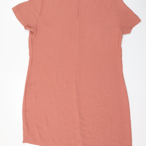 Primark Womens Pink Polyester Shift Size 16 Round Neck Button