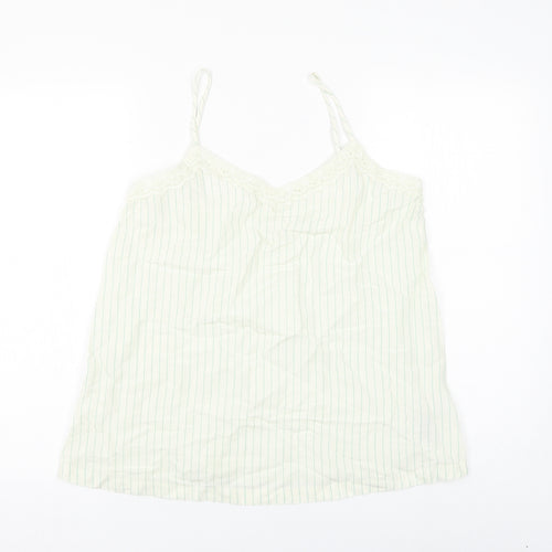 Marks and Spencer Womens White Striped Viscose Camisole Tank Size 10 V-Neck