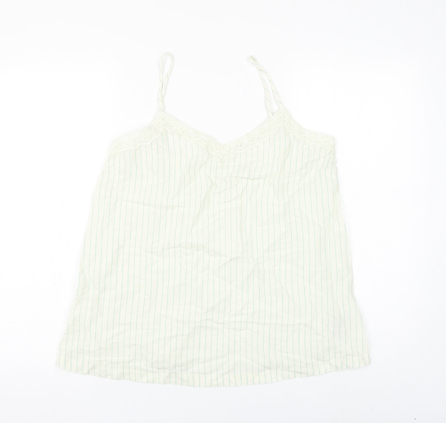 Marks and Spencer Womens White Striped Viscose Camisole Tank Size 10 V-Neck