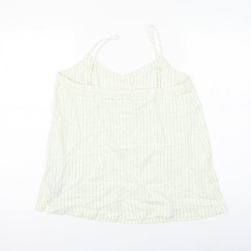 Marks and Spencer Womens White Striped Viscose Camisole Tank Size 10 V-Neck