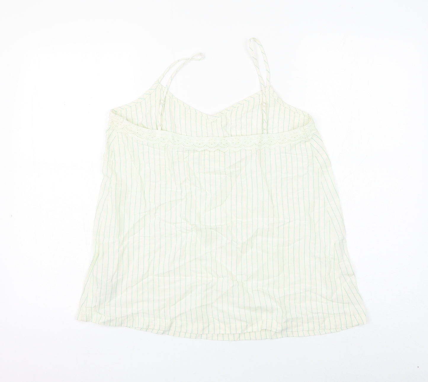 Marks and Spencer Womens White Striped Viscose Camisole Tank Size 10 V-Neck
