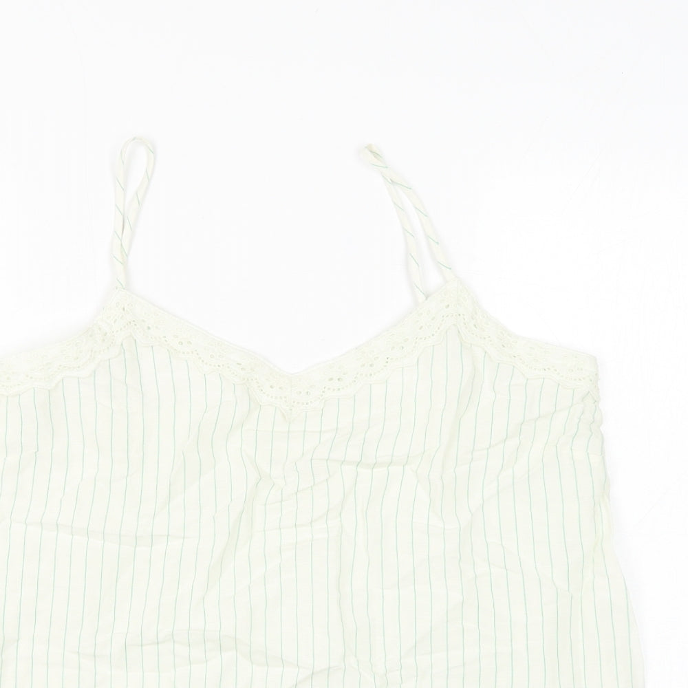 Marks and Spencer Womens White Striped Viscose Camisole Tank Size 10 V-Neck