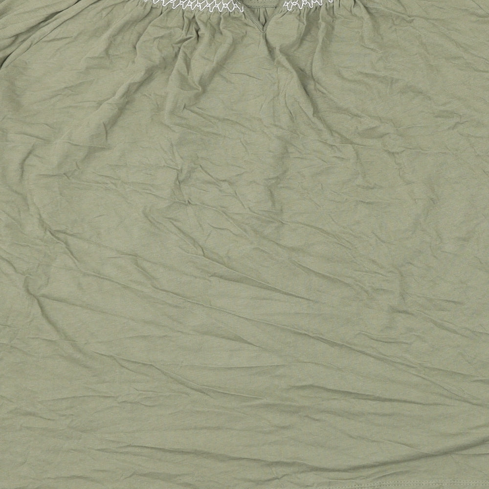 Marks and Spencer Womens Green Cotton Basic Blouse Size 18 Round Neck