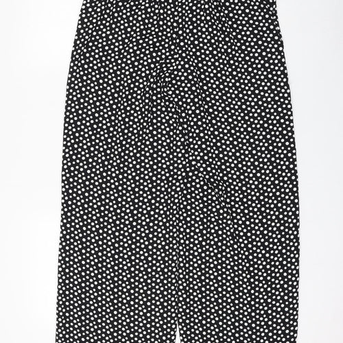 Marks and Spencer Womens Black Polka Dot Polyester Trousers Size 8 L30 in Regular Drawstring
