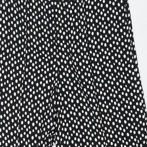 Marks and Spencer Womens Black Polka Dot Polyester Trousers Size 8 L30 in Regular Drawstring