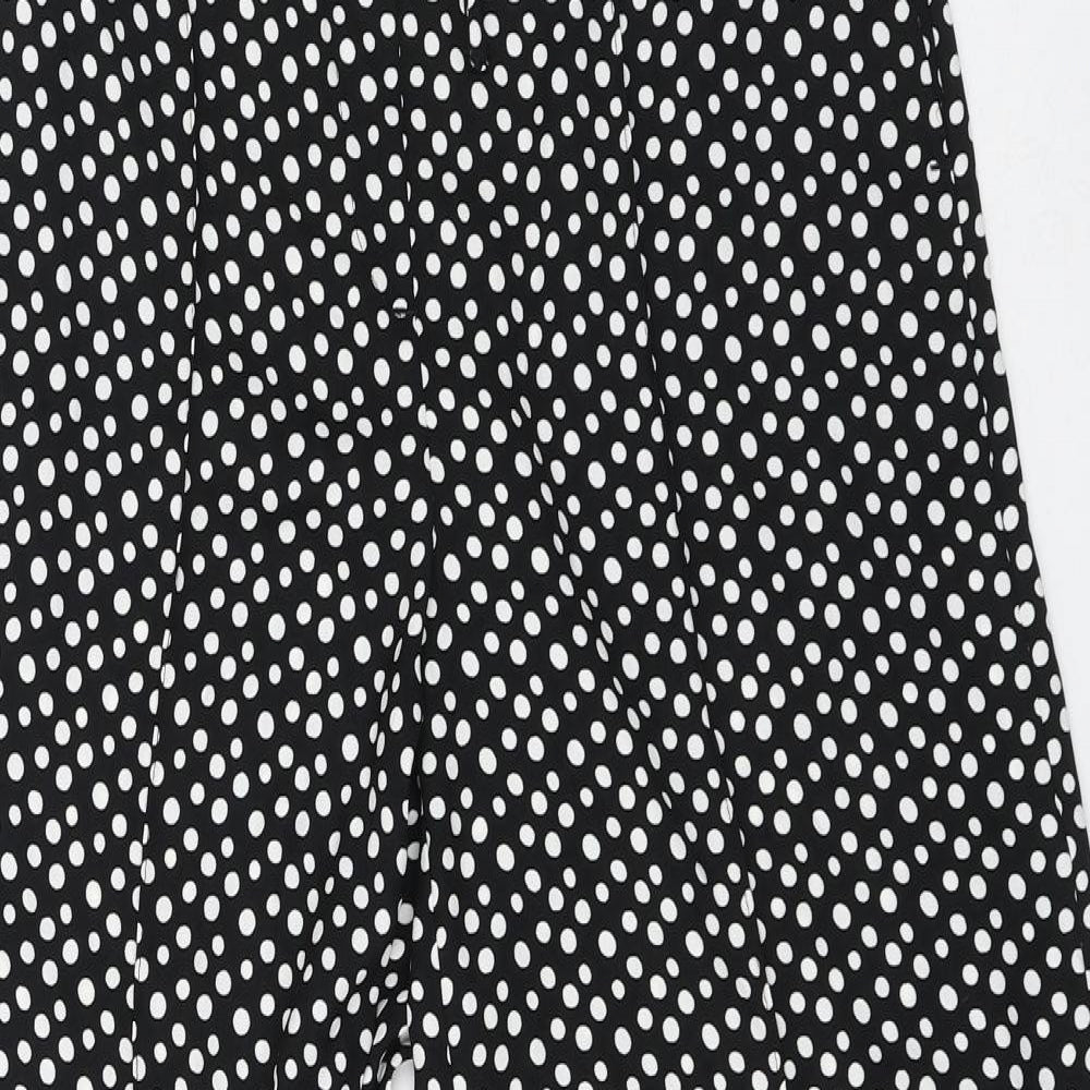 Marks and Spencer Womens Black Polka Dot Polyester Trousers Size 8 L30 in Regular Drawstring