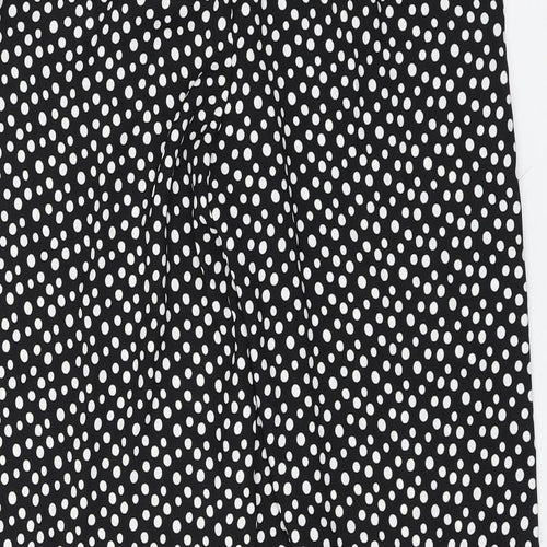 Marks and Spencer Womens Black Polka Dot Polyester Trousers Size 8 L30 in Regular Drawstring
