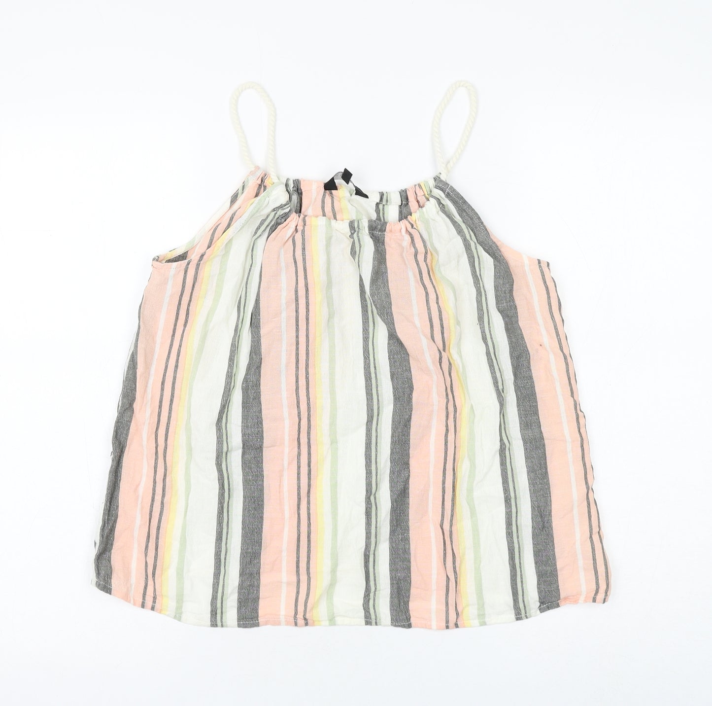 New Look Womens Multicoloured Striped Cotton Camisole Tank Size 12 Round Neck