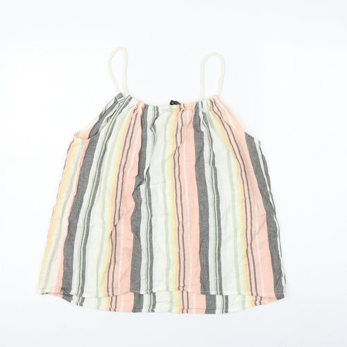 New Look Womens Multicoloured Striped Cotton Camisole Tank Size 12 Round Neck
