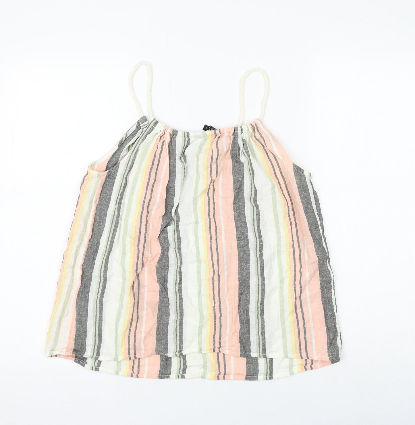 New Look Womens Multicoloured Striped Cotton Camisole Tank Size 12 Round Neck