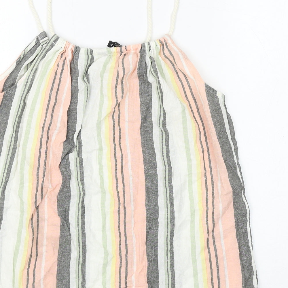 New Look Womens Multicoloured Striped Cotton Camisole Tank Size 12 Round Neck