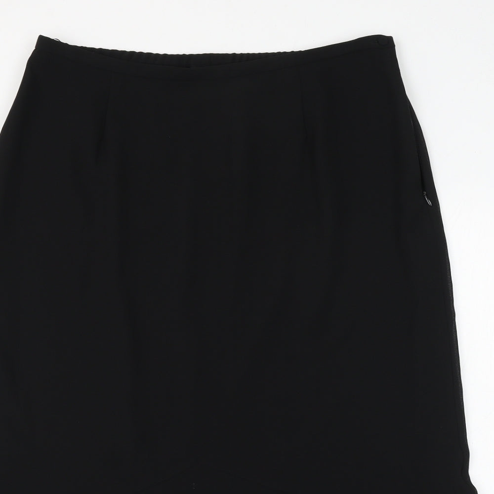 Jaques Vert Womens Black Polyester Flare Skirt Size 16 Zip - Flower