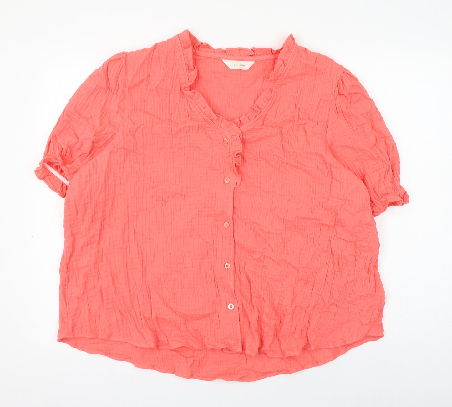 Marks and Spencer Womens Pink Cotton Basic Button-Up Size 20 V-Neck