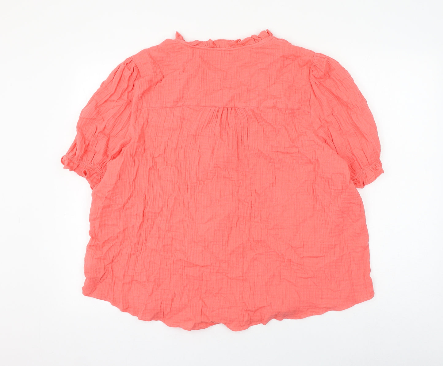 Marks and Spencer Womens Pink Cotton Basic Button-Up Size 20 V-Neck