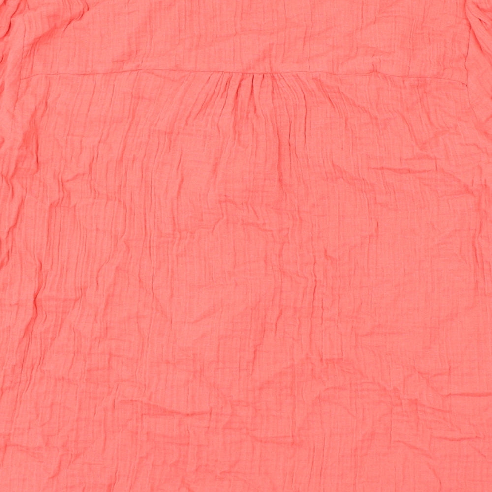 Marks and Spencer Womens Pink Cotton Basic Button-Up Size 20 V-Neck