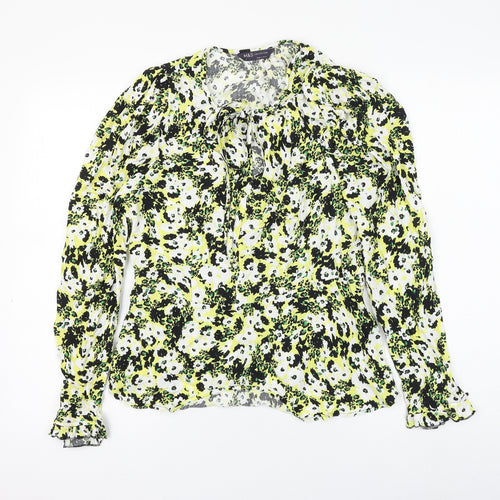 Marks and Spencer Womens Multicoloured Floral Viscose Basic Blouse Size 10 V-Neck