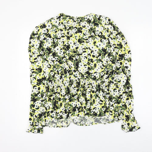 Marks and Spencer Womens Multicoloured Floral Viscose Basic Blouse Size 10 V-Neck