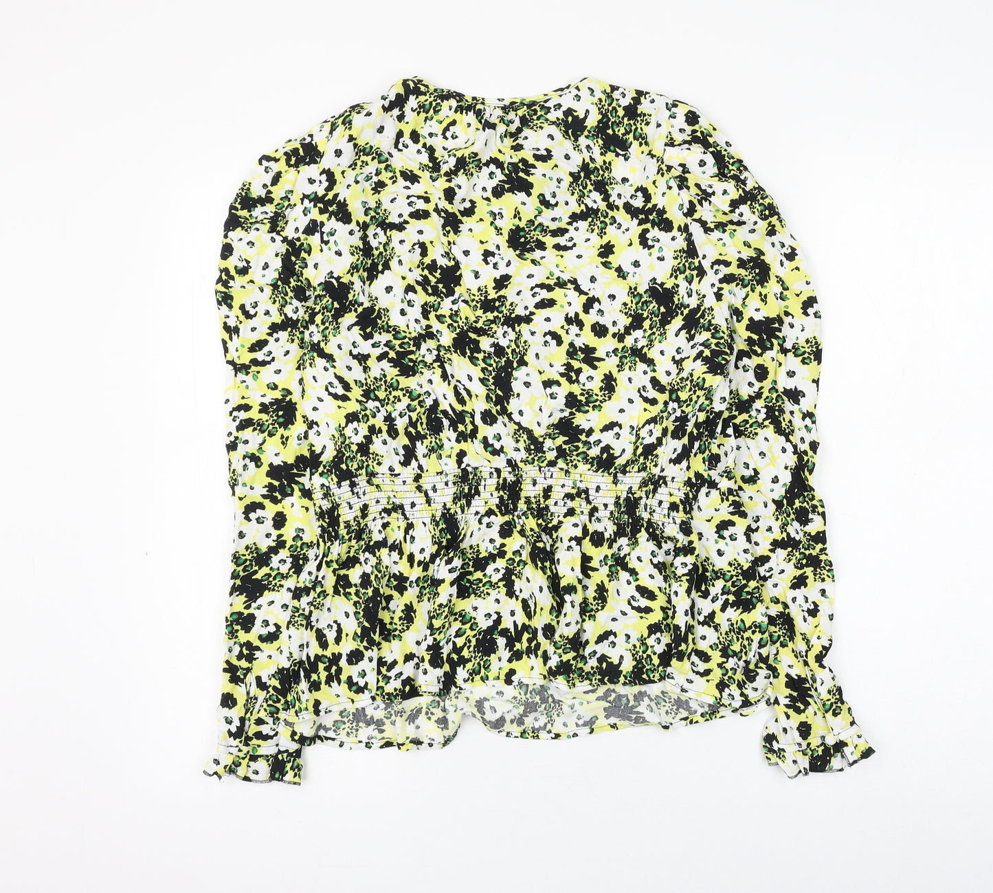 Marks and Spencer Womens Multicoloured Floral Viscose Basic Blouse Size 10 V-Neck
