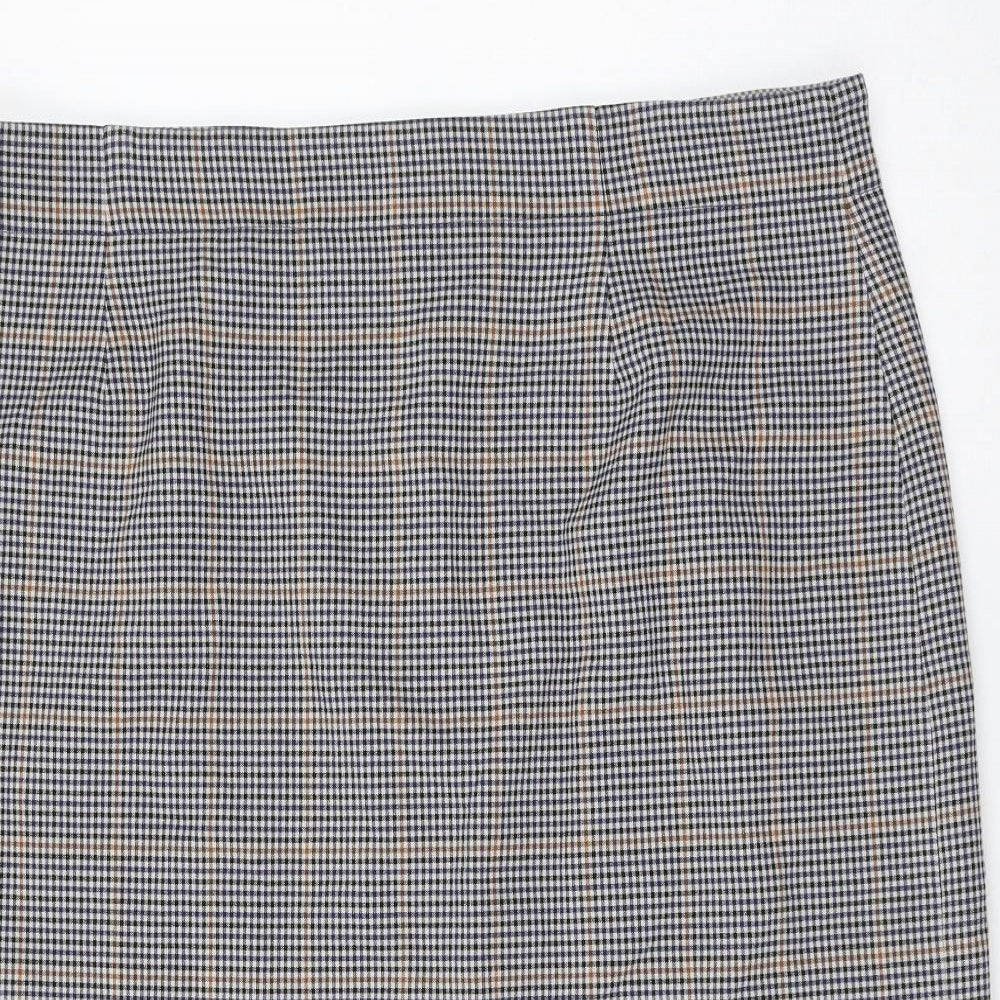 Marks and Spencer Womens Multicoloured Check Polyester Straight & Pencil Skirt Size 20 Zip
