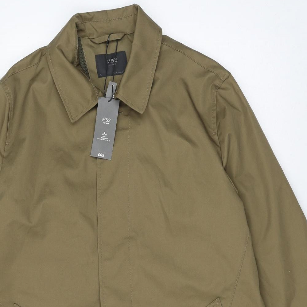 Marks and Spencer Mens Brown Overcoat Coat Size L Button