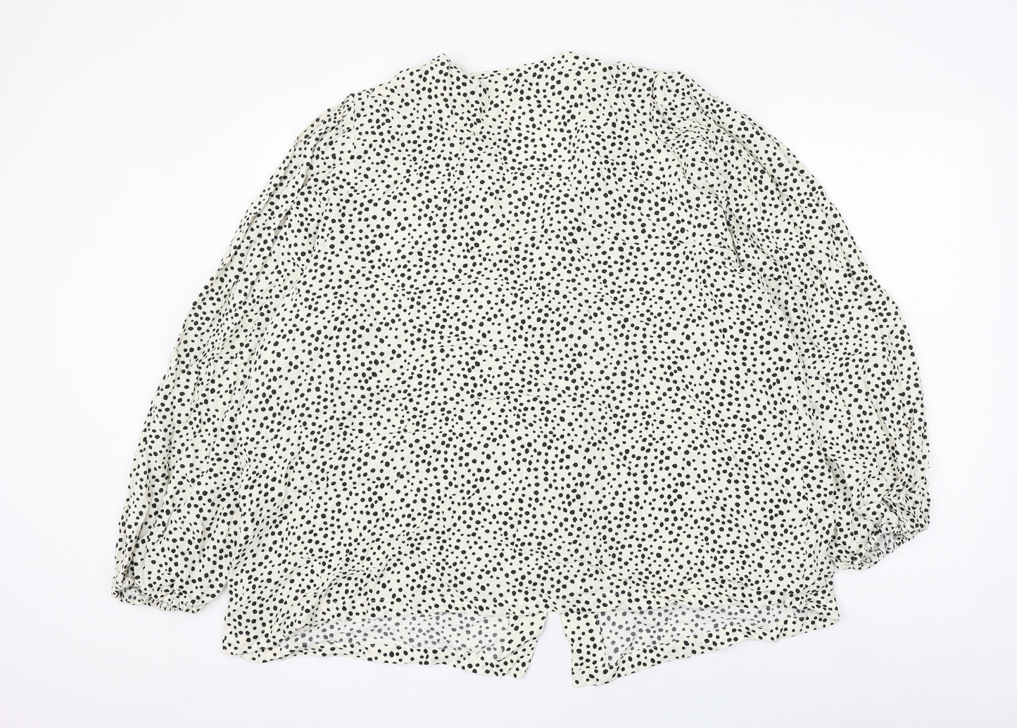 Marks and Spencer Womens White Polka Dot Viscose Basic Blouse Size 24 V-Neck