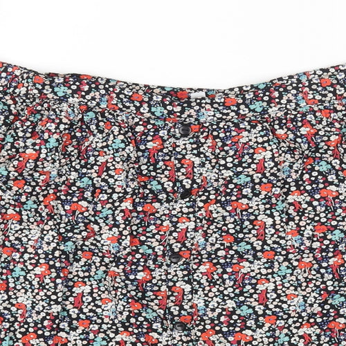 Red Herring Womens Multicoloured Floral Cotton Cropped T-Shirt Size 8 Off the Shoulder