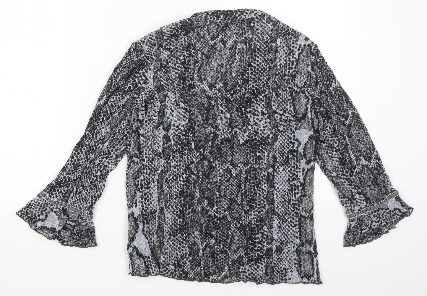 Very Womens Grey Animal Print Polyester Basic Blouse Size 14 Collared - Snake Skin Print