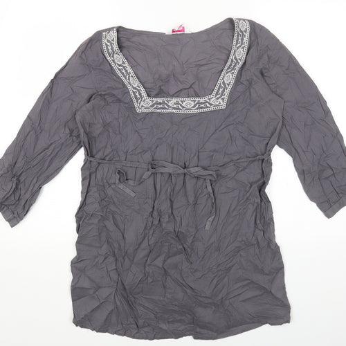 Glamorosa Womens Grey Cotton Basic T-Shirt Size 14 Square Neck