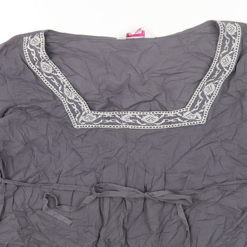 Glamorosa Womens Grey Cotton Basic T-Shirt Size 14 Square Neck