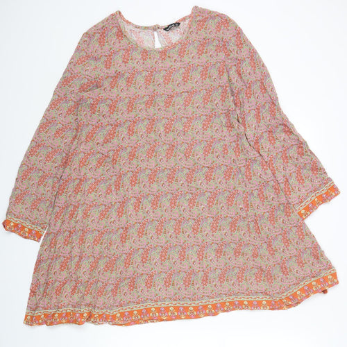 Natura Womens Multicoloured Paisley Rayon Fit & Flare Size S Round Neck Button