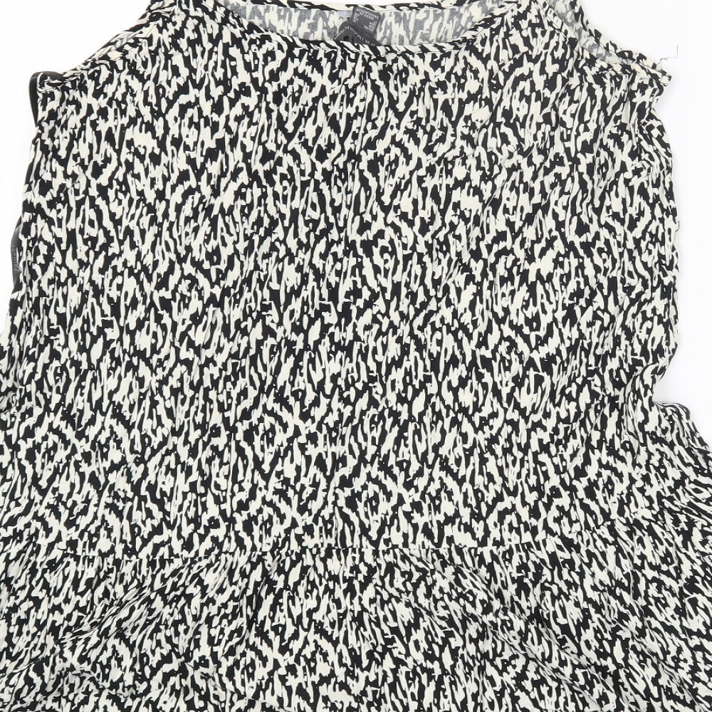 Primark Womens White Geometric Polyester A-Line Size 16 Scoop Neck Pullover