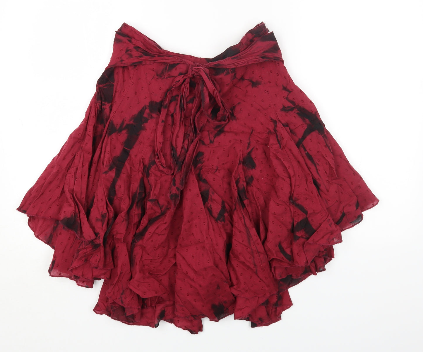 Papaya Womens Red Geometric Cotton Flare Skirt Size 10 Zip