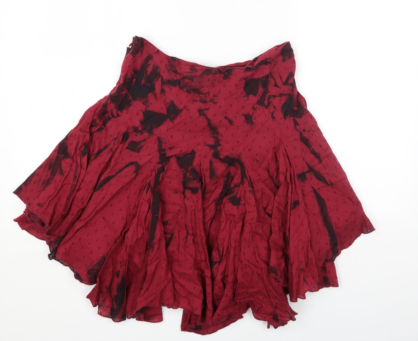 Papaya Womens Red Geometric Cotton Flare Skirt Size 10 Zip