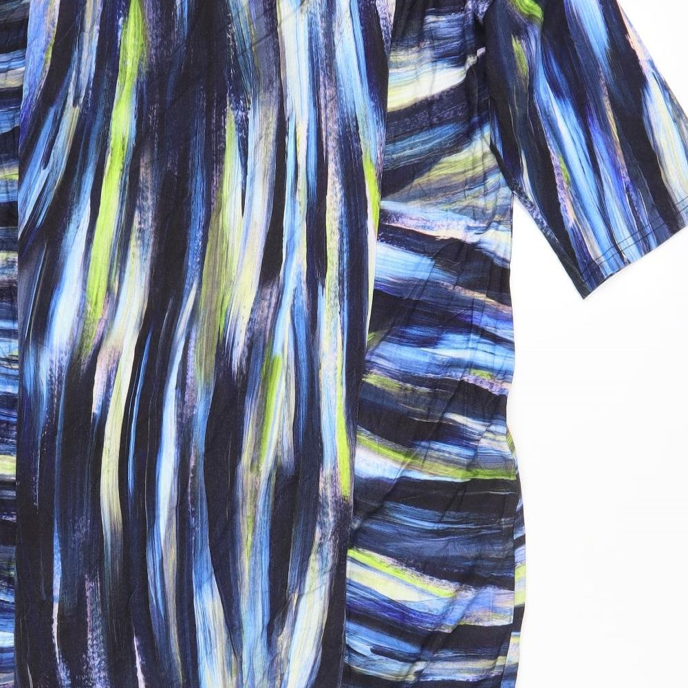 Sahara Womens Blue Geometric Viscose Maxi Size M Round Neck Pullover
