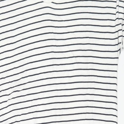 NEXT Womens White Striped Viscose Mermaid Size 14 V-Neck Pullover