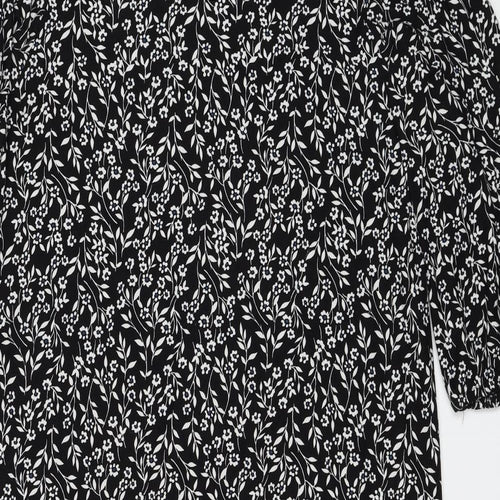 Primark Womens Black Floral Polyester Sheath Size 12 Round Neck Pullover