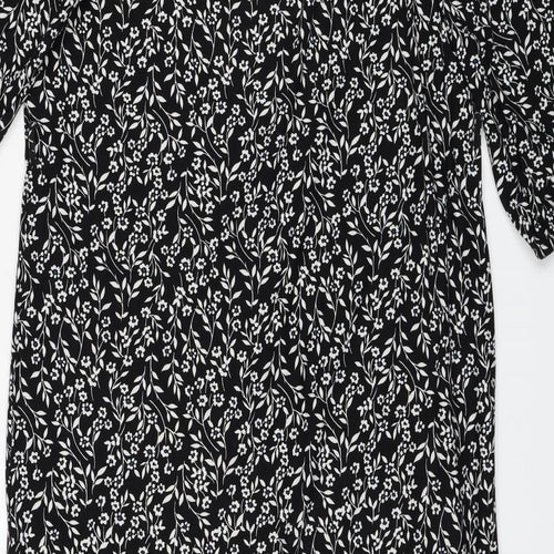 Primark Womens Black Floral Polyester Sheath Size 12 Round Neck Pullover