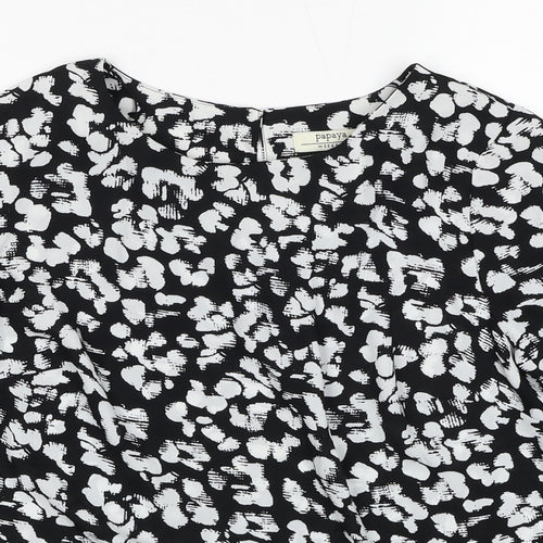 Papaya Womens Black Geometric Polyester Basic Blouse Size 10 Round Neck