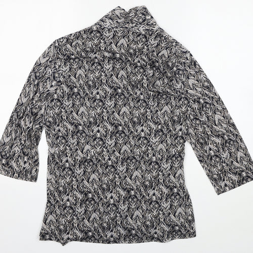 Le Bon Marché Womens Multicoloured Scoop Neck Geometric Polyester Cardigan Jumper Size 12
